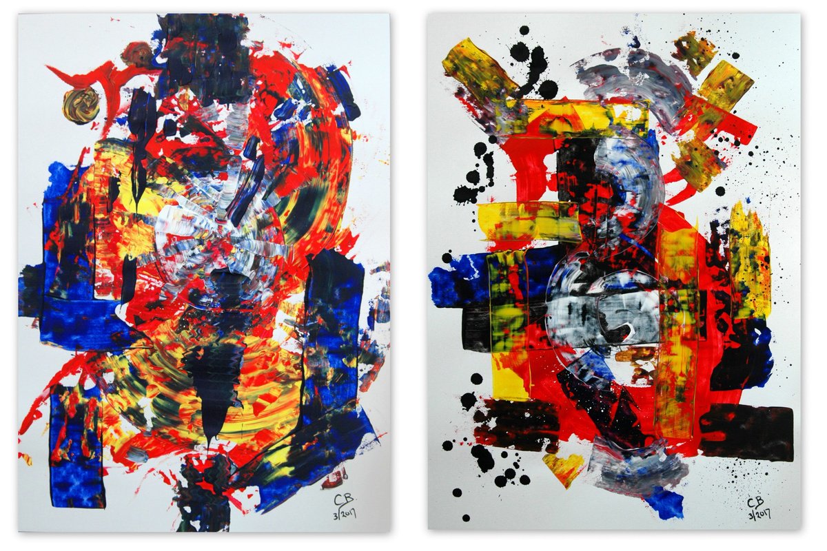 Abstract Acrylic Painting By Cb., 39 X 28, Abstracts On Paper 24/25, Original Artwork