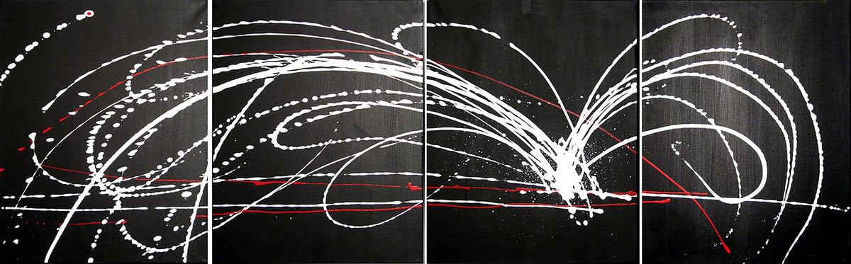 Abstract Acrylic Painting By Stuart Wright, 64 X 20", White Noise, Original Artwork