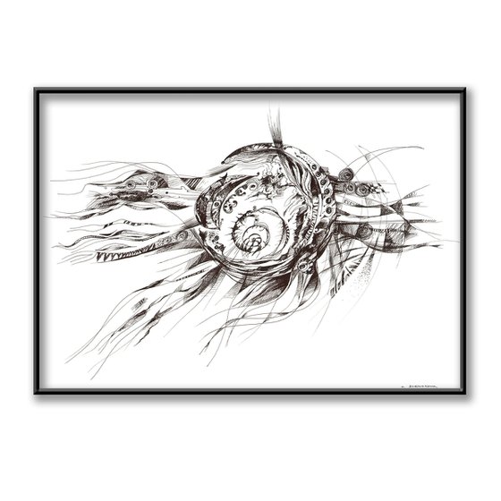 Flying Snail abstract drawing
