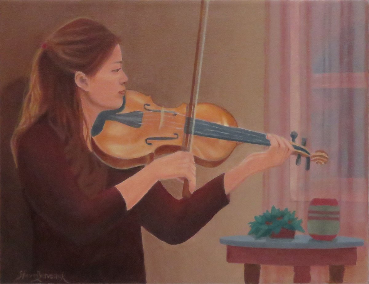 Photorealistic Portrait Oil Painting By Stephen Benedek, 18 X 14", A Quiet Evening, Original Artwork