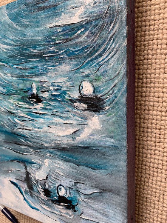 Ocean Abstract Painting Home Decor, Seascape Wall Decor, Acrylic on Canvas, Home Decor, Beautiful Artwork, Original Paintings, Kumi Muttu, Artfinder Gift Ideas