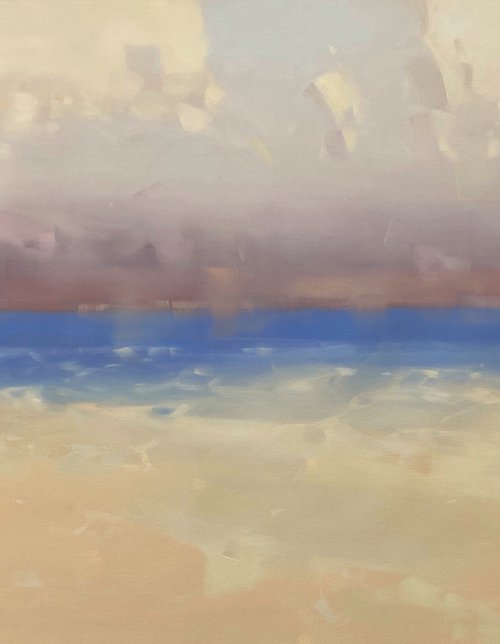 Cream Ocean, Original oil painting, Handmade artwork, One of a kind by Vahe Yeremyan