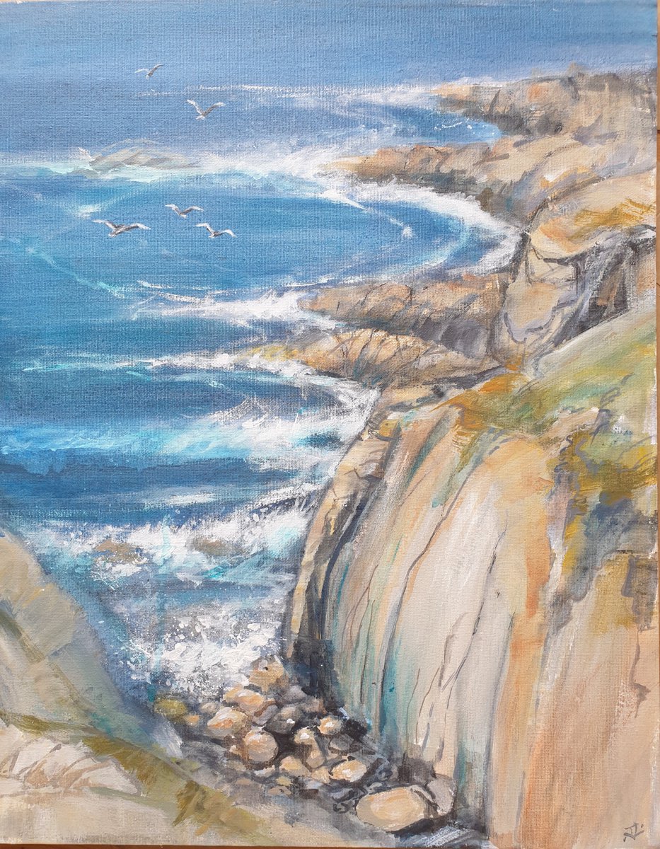 Cliffs near Falmouth, Cornwall by Jean Luce