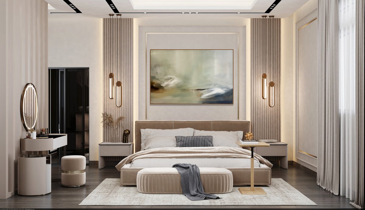 Expressive Landscape Oil Painting By Julia Swaby, 61 X 41", Green Mindscape, Original Artwork