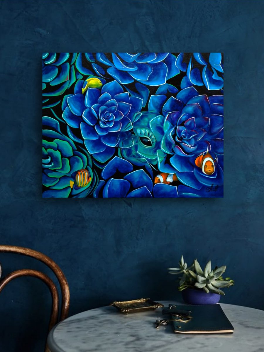 Surrealistic Botanical Oil Painting By Anna Shabalova, 20 X 16, The Spirit Of The Sea, Original Artwork