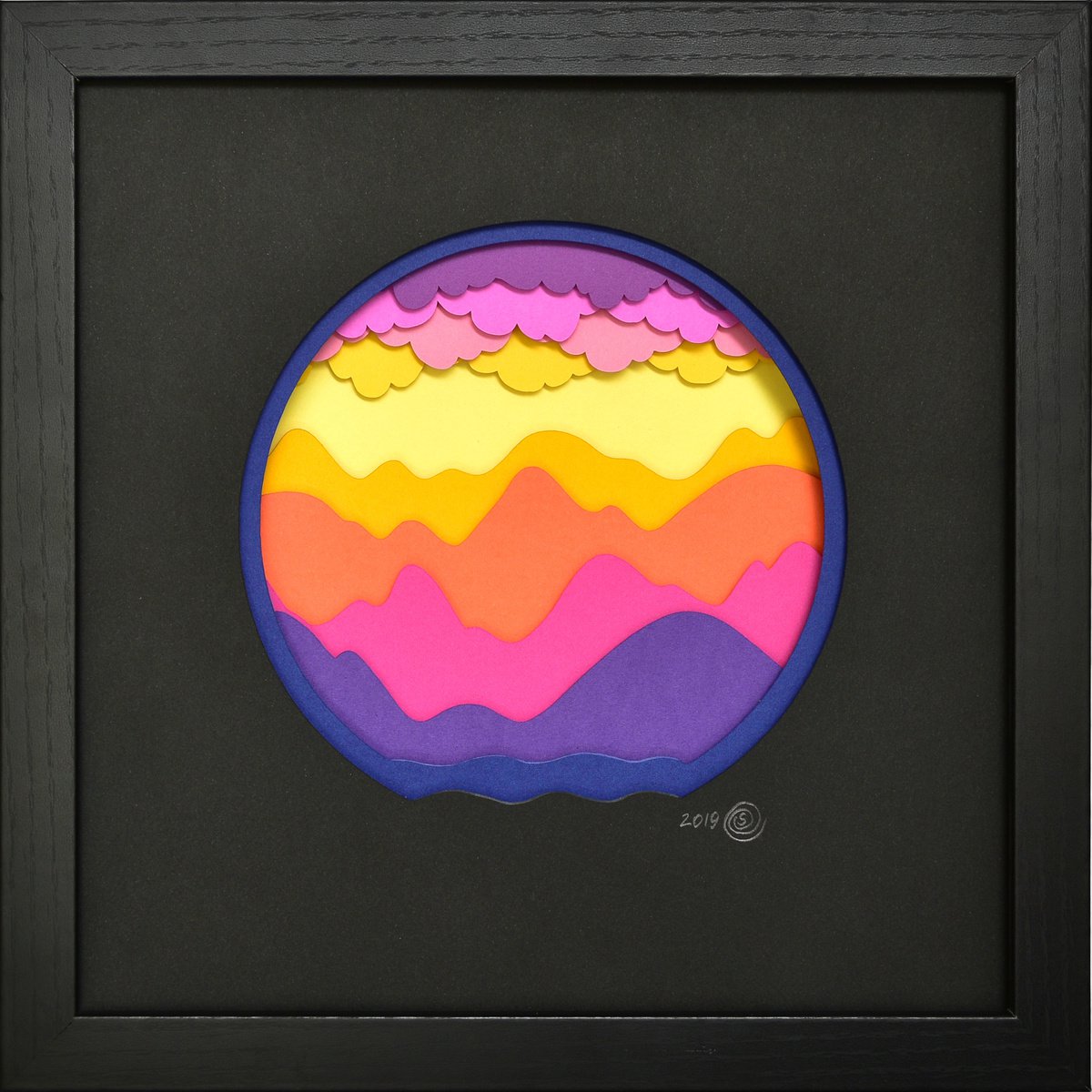 Landscape Sculpture By Olga Skorokhod, 10 X 10", Fiery Sunset, Original Artwork