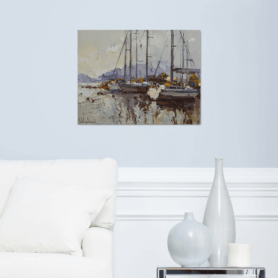 Sailing yachts  Original seascape painting