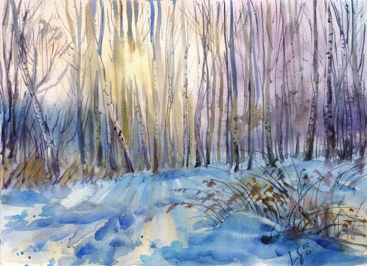 Winter Forest at Sunset by SVITLANA LAGUTINA
