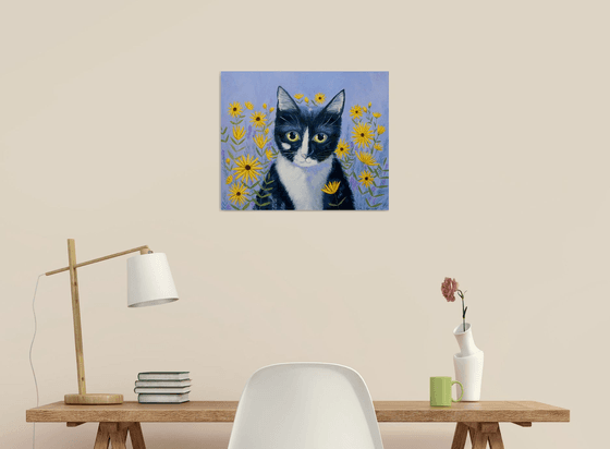 Kitty with Daisies
