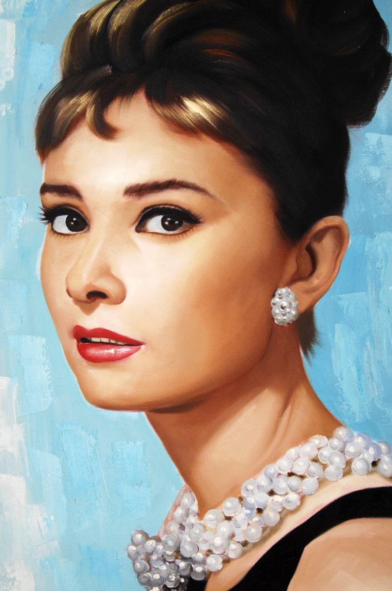 Hand painted outlets portrait-Audrey Hepburn