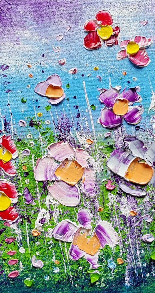 "Stormy Meadow Meadow Flowers in Love" by Phil Broad