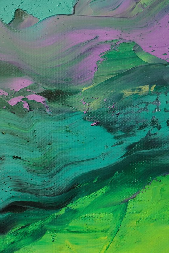 Light Green Dark Purple / Oil Painting 17