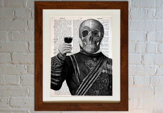 Cheers - Collage Art Print on Large Real English Dictionary Vintage Book Page
