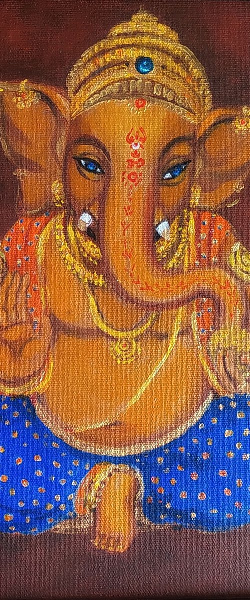 Lord Ganesh with blue eyes by Asha Shenoy