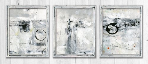 Moon Spell Collection  - Set of 3 Framed Abstract Paintings by Kathy Morton Stanion by Kathy Morton Stanion