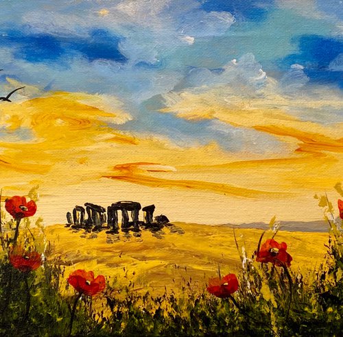 Poppies at Stone Henge by Marja Brown