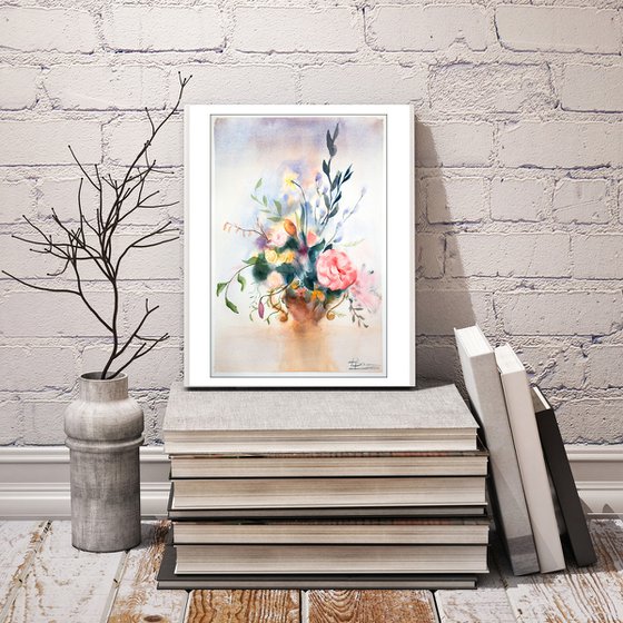 Bouquet of Flowers Original watercolor painting