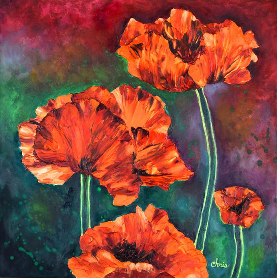 Orange Poppies Rising