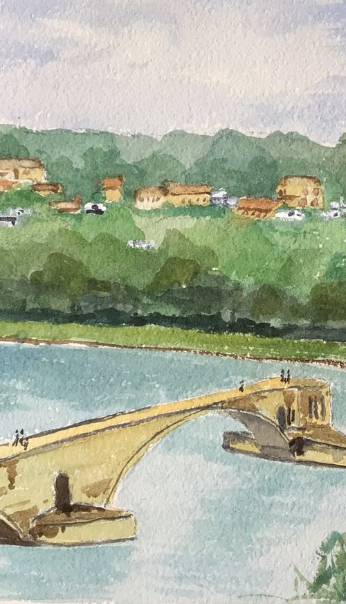 Sur le pont d’Avignon, a watercolour painting. by Julian Lovegrove Art