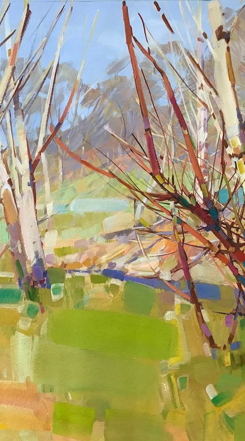 Fall, Landscape oil painting, One of a kind, Signed, Handmade artwork by Vahe Yeremyan