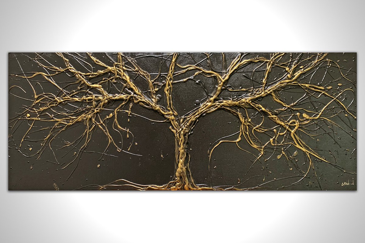 Gold and Black Tree by Carol Wood