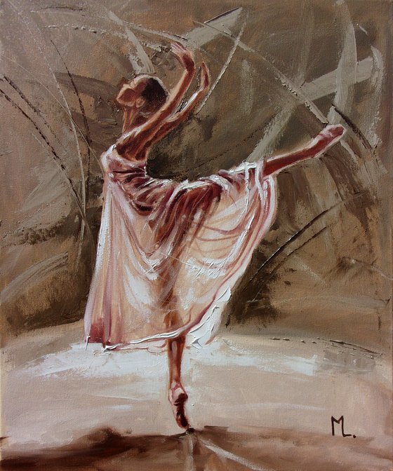 " LIGHT ... " ballerina liGHt ballet ORIGINAL OIL PAINTING, GIFT, PALETTE KNIFE