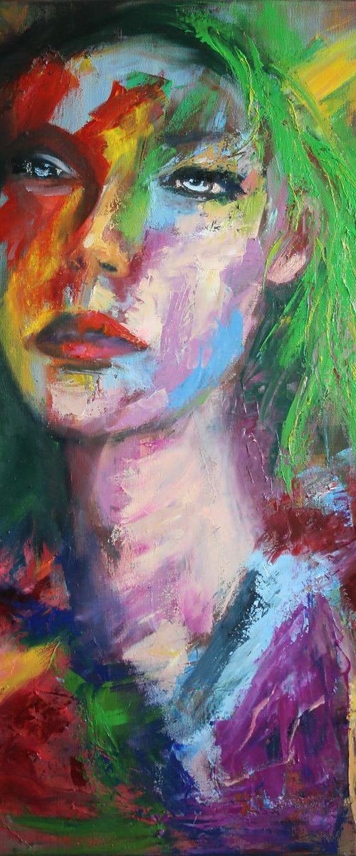 To Sounds of Jazz... Portrait of a girl /  ORIGINAL PAINTING by Salana Art / Svetlana Samovarova