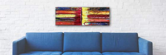 "All Roads Lead Here" - FREE USA SHIPPING + Special Price - Original PMS Abstract Oil Painting On Canvas - 36" x 12"