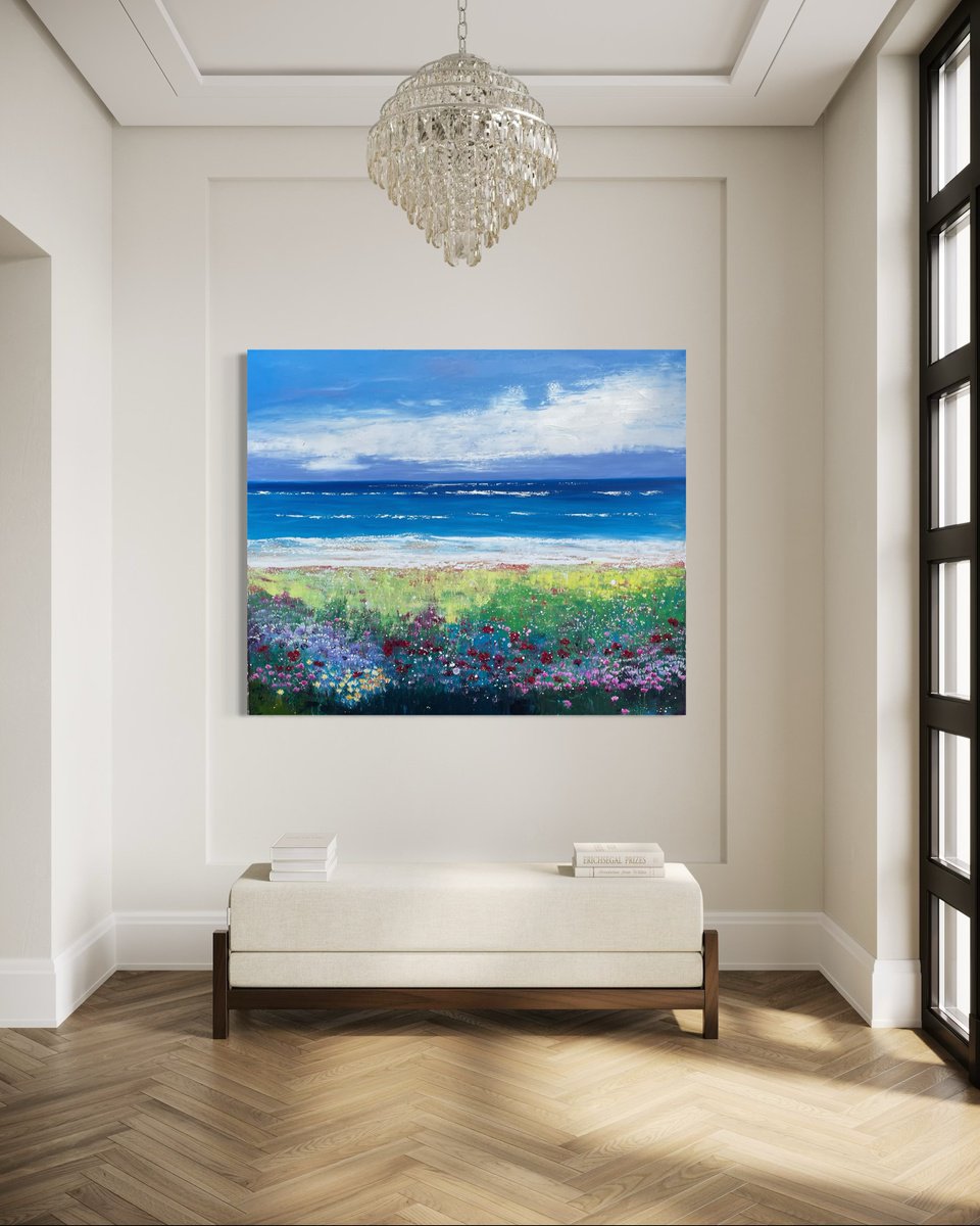 Wild Flowers At The Beach Iii By Laure Bury, 39 X 31, Artwork For Sale On Artfinder