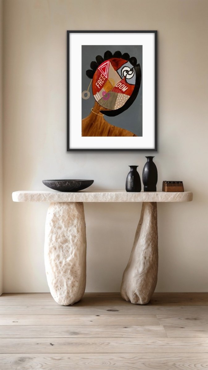 Abstract Portrait Acrylic Painting By Rashna Hackett, 15 X 22", Selfie 10, Original Artwork