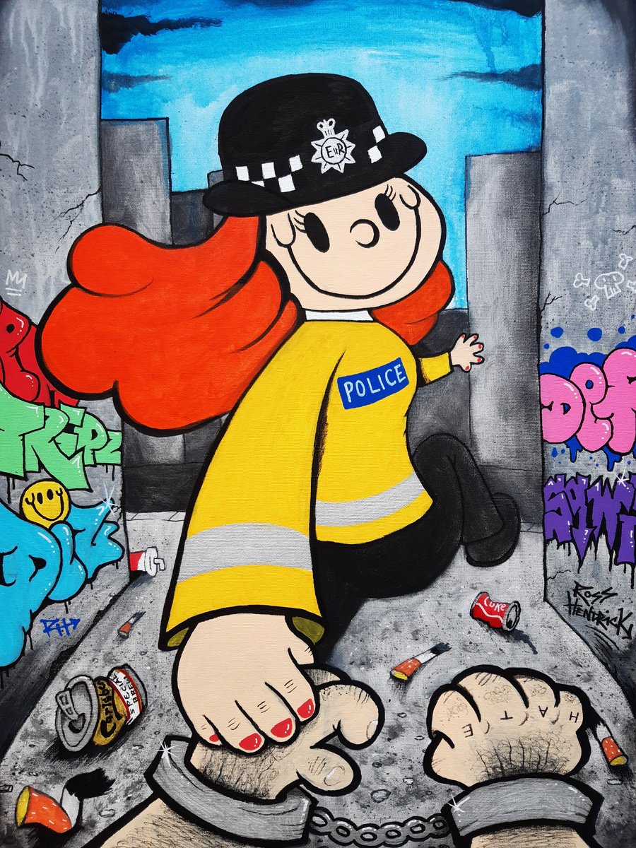 Urban And Pop Portrait Acrylic Painting By Ross Hendrick, 18 X 24", Arrested Development, Original Artwork