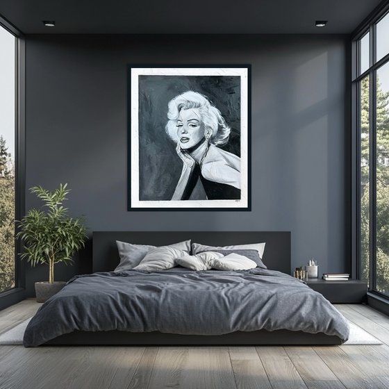 Marilyn Textured Black and White Portrait