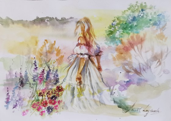 Woman watercolor art