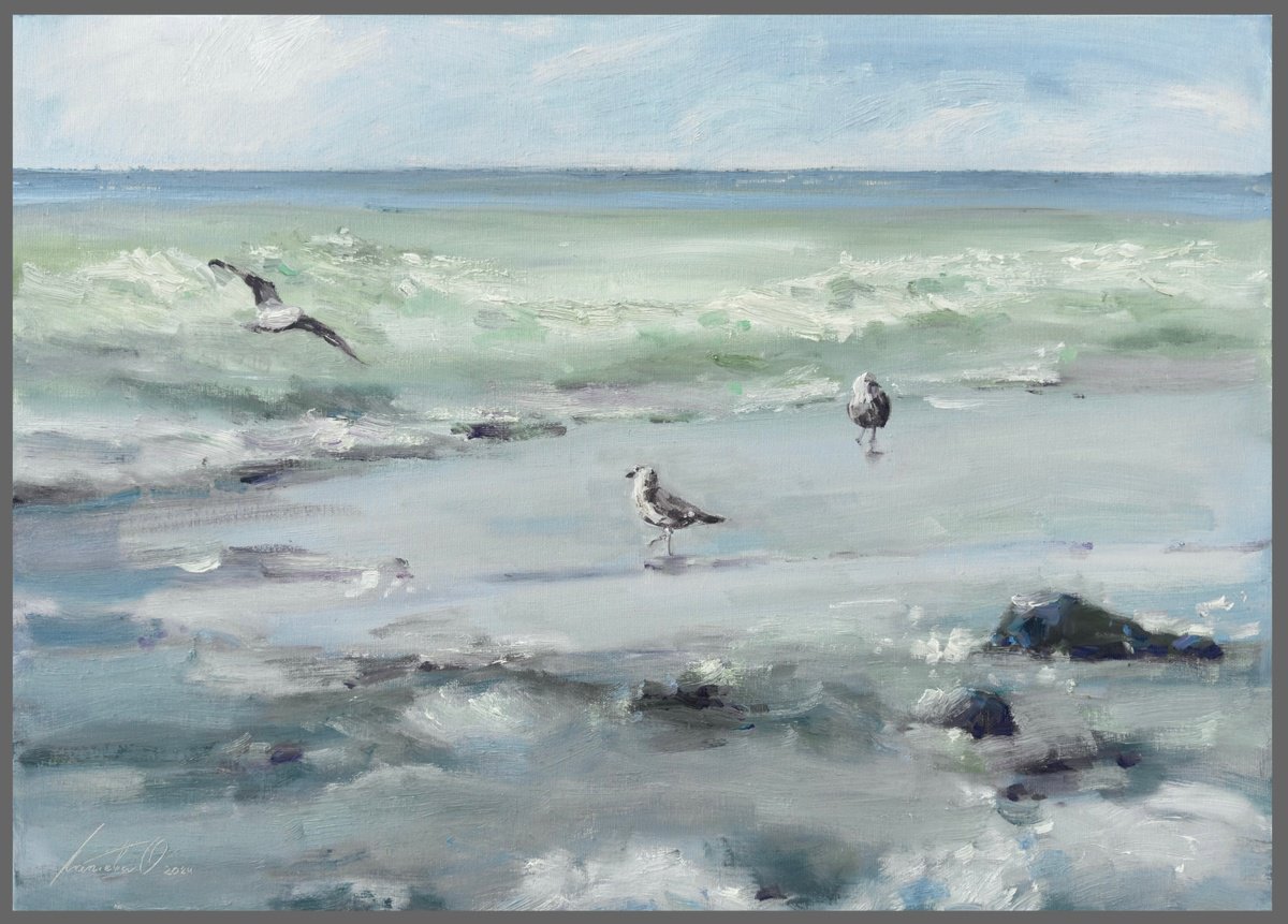 Seagulls on the sea by Olha Laptieva