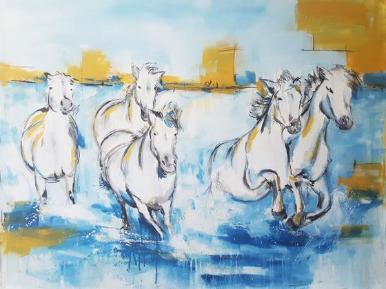 Camargue Horses – No 1 – Large Equines Painting