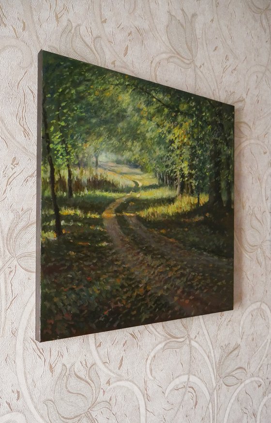 Sunny Autumn Path - autumn landscape painting