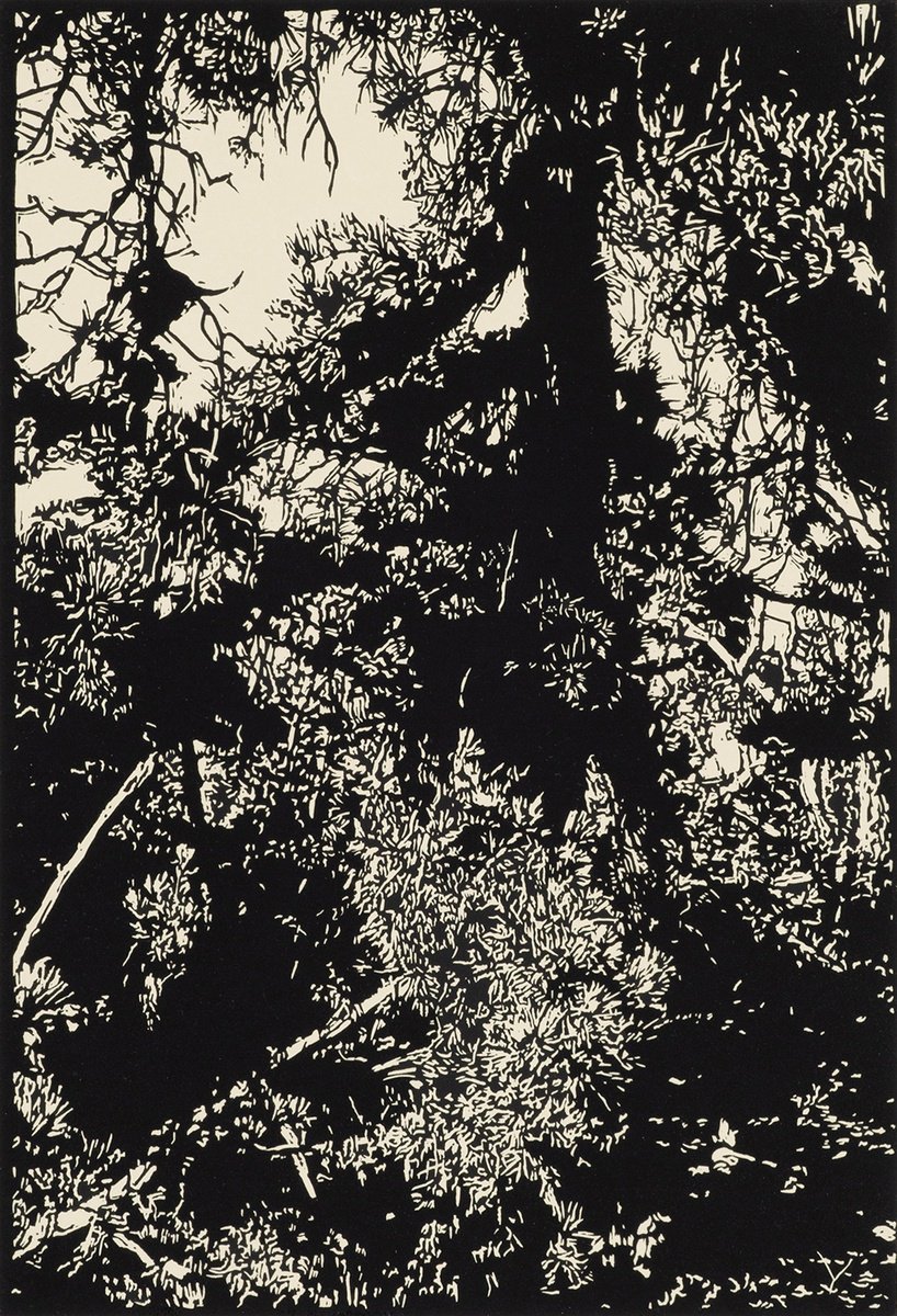 Impressionistic Landscape Linocut By David Conn, 15 X 22, Indian Lookout, Original Artwork