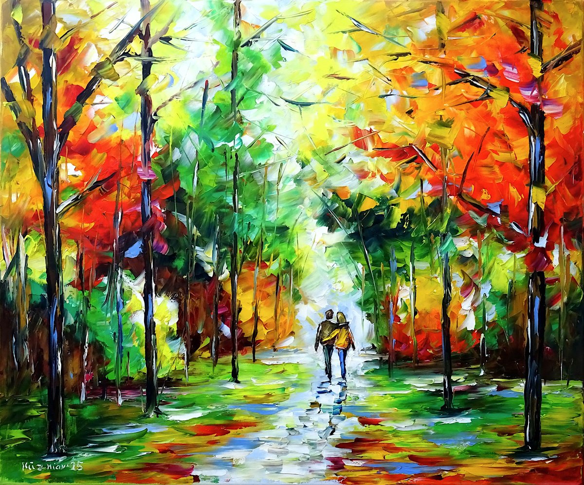 Expressive Oil Painting , Embraced By Autumn By Mirek Kuzniar, 24 X 20, Artwork For Sale On Artfinder