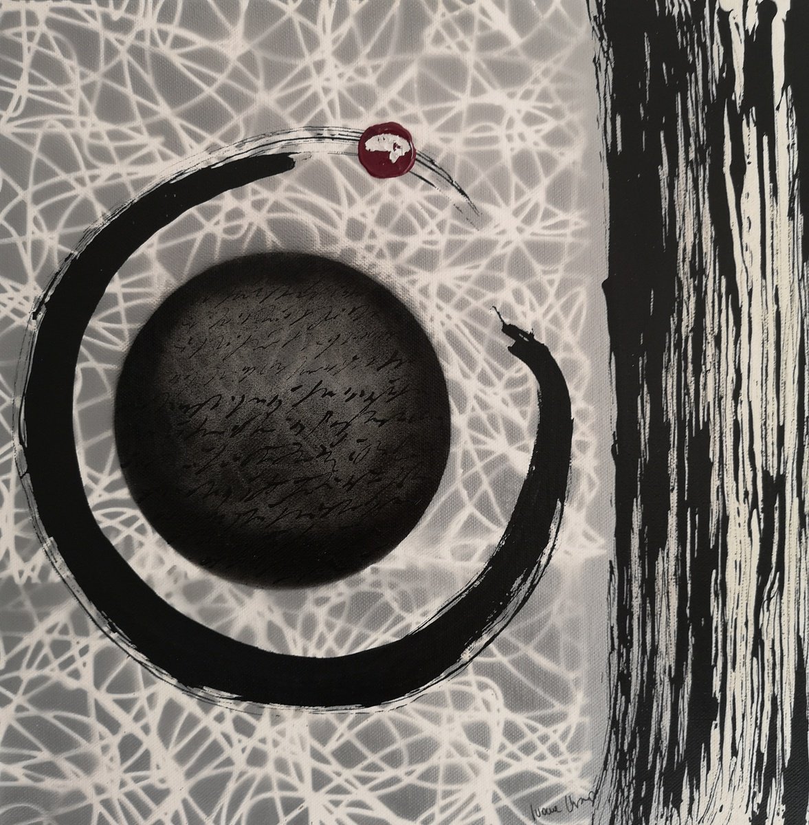 Abstract Acrylic Painting By Ivana Urso, 16 X 16, Mysterious Sphere I, Original Artwork