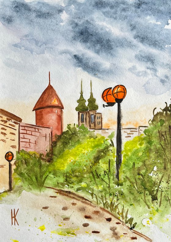 Castle in Eger - original watercolor painting