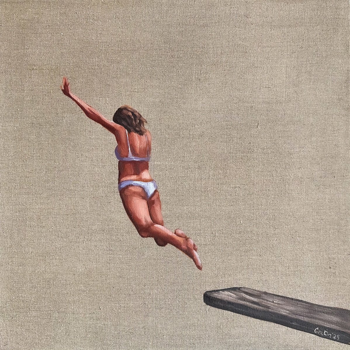 Impressionistic Portrait Oil Painting By Daria Gerasimova, 20 X 20, Jumping Girl, Original Artwork