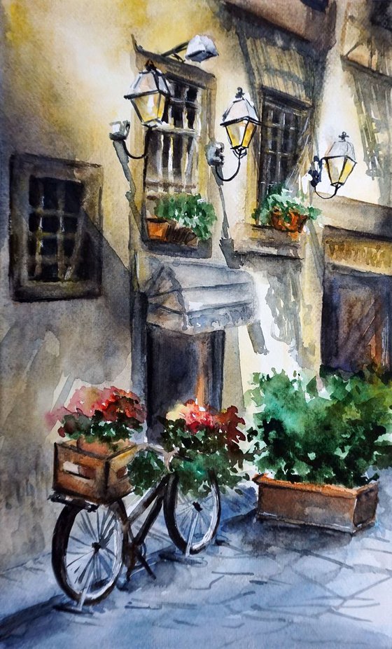 Italian Streets ORIGINAL Watercolor, Architecture Painting
