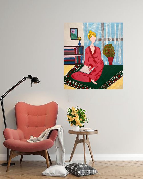 Reading Woman Original Painting
