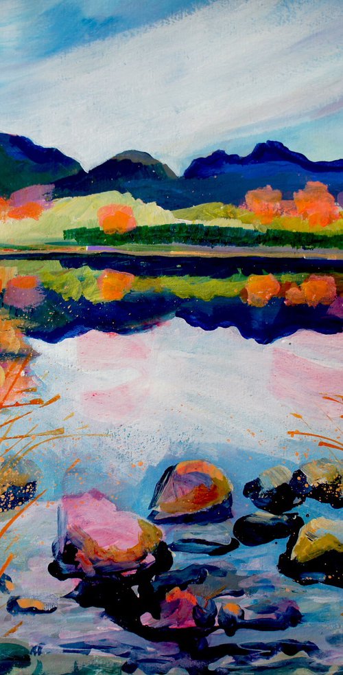 Elterwater and the Langdale Pikes by Julia  Rigby
