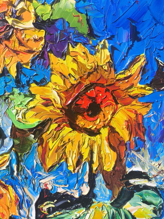 Sunflowers Under the Sky