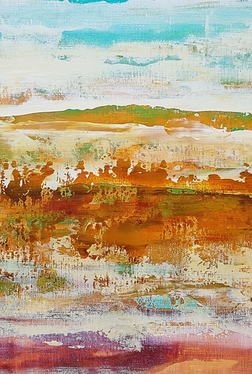Peaceful landscape - abstract acrylic on paper by Fabienne Monestier