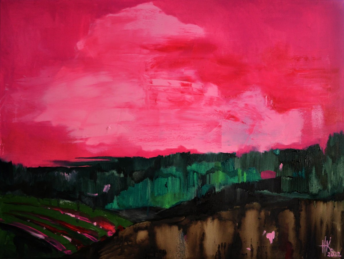 Abstract Landscape Oil Painting By Zhanna Kondratenko, 30 X 22", Wonderland, Original Artwork