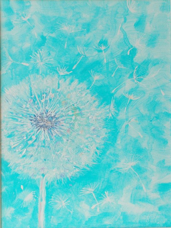 Dandelion  small original gift with frame