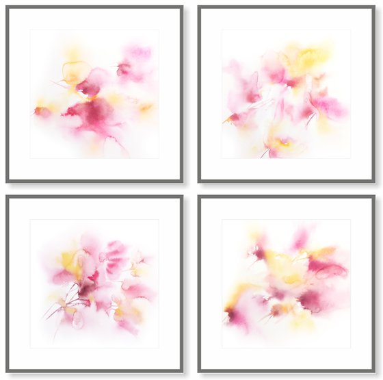 Pink abstract flowers set