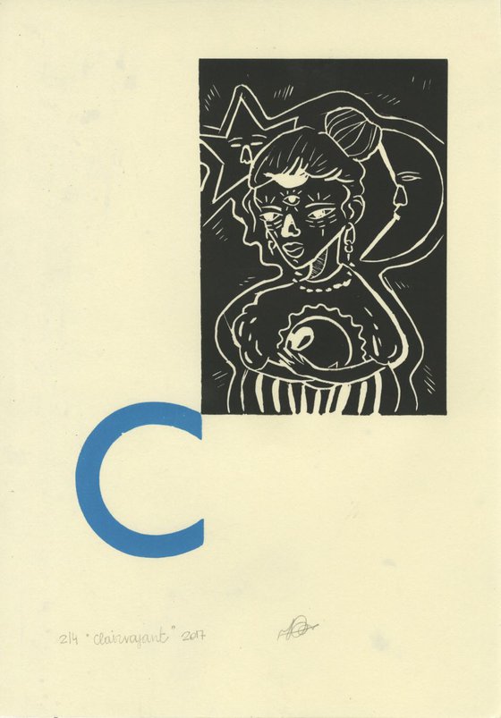 A4 Limited Edition Linocut "Clairvoyant"